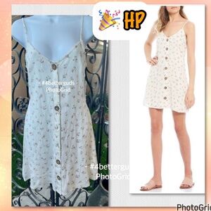 New Billabong Sweet 4 Ya Floral Button Up Mini Slip Spaghetti Strap Sundress S P